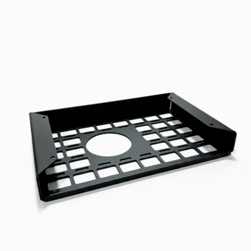 Revel Undercabinet Shelf black metal dish drying rack with vent hole and grid design