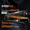 G900Pro Smart Rear View Mirror with Sony Starvis IMX678, voice and app control.