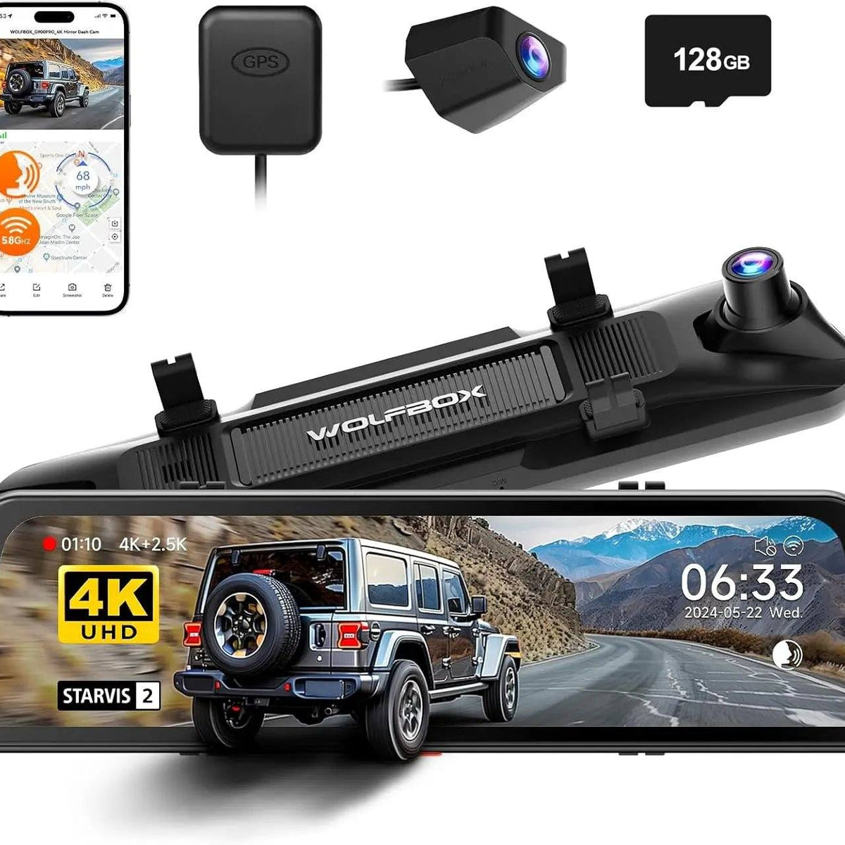 WolfBox G900Pro Smart Rear View Mirror - Owl Outdoors