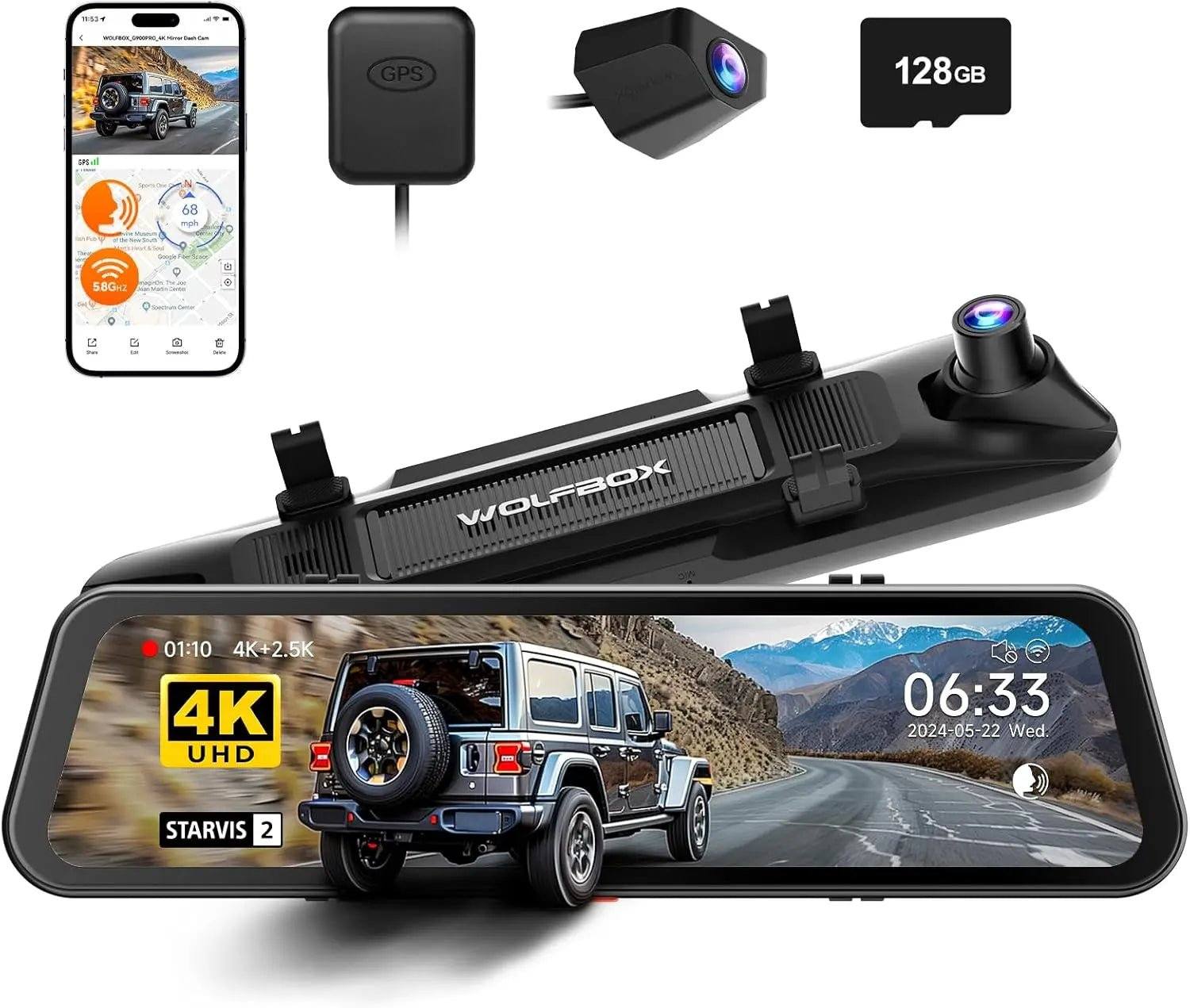 WolfBox G900Pro Smart Rear View Mirror - Owl Outdoors