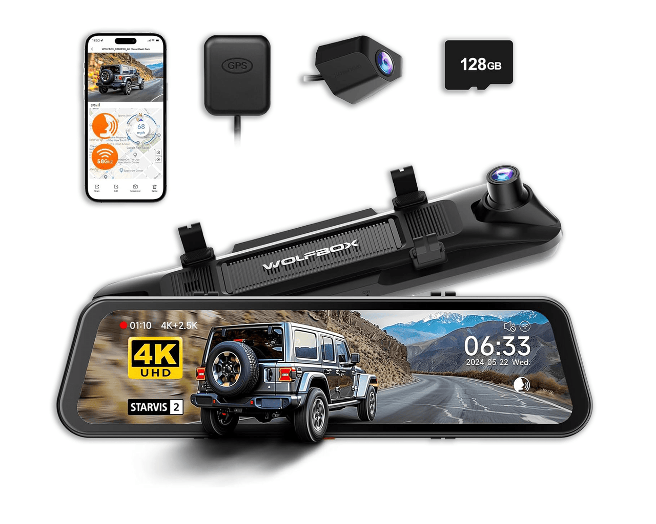 WolfBox G900Pro Smart Rear View Mirror - Owl Outdoor